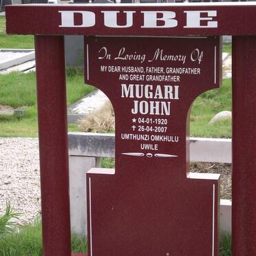 DUBE Mugari John 1920-2007