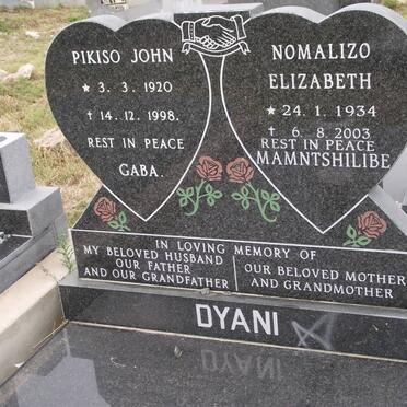 DYANI Pikiso John 1920-1998 &amp; Nomalizo Elizabeth 1934-2003