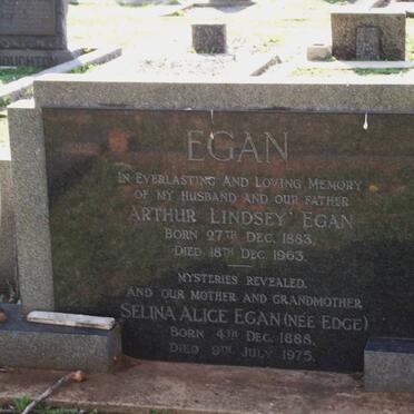 EGAN Arthur Lindsey 1883-1963 &amp; Selina Alice EDGE 1888-1975