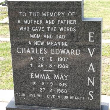 EVANS Charles Edward 1907-1986 &amp; Emma May 1915-1988