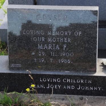 GEYSER Maria F. 1900-1986