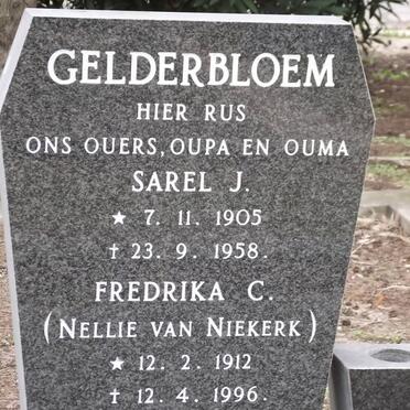 GELDERBLOEM Sarel J. 1905-1958 &amp; Frederika C. VAN NIEKERK 1912-1996