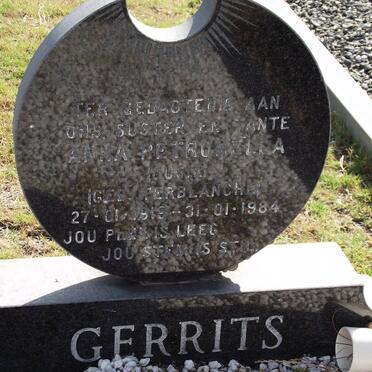 GERRITS Anna Petronella  nee TERBLANCHE 1919-1984