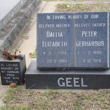 GEEL Peter Gerhardus 1895-1970 &amp; Dallia Elizabeth 1900-1980