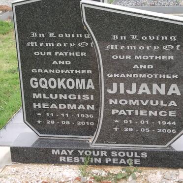 GQOKOMA Mlungisi Headman 1936-2010 :: JIJANA Nomvula Patience 1944-2006