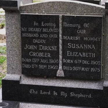 GROBLER John Dirkse 1906-1962 &amp; Susanna Elizabeth 1902-1975