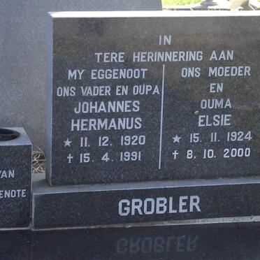 GROBLER Johannes Hermanus 1920-1991 &amp; Elsie 1924-2000