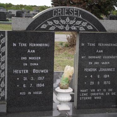 GRIESEL Hendrik Johannes 1914-1970 &amp; Hester BOUWER 1917-1994