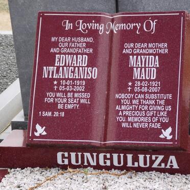 GUNGULUZA Edward Ntlanganiso 1919-2002 &amp; Mayida Maud 1921-2007