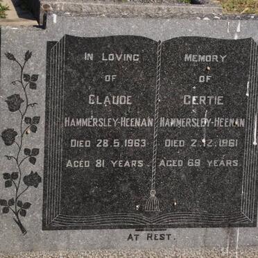 HAMMERSLEY-HEENAN Claude -1963 &amp; Gertie -1961