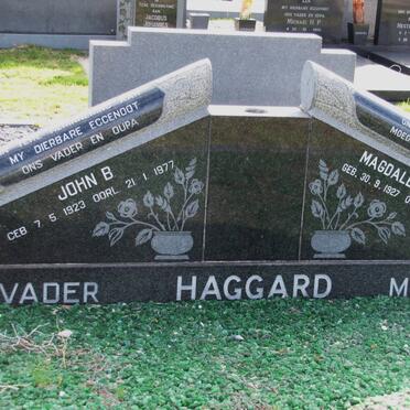 HAGGARD John B. 1923-1977 &amp; Magdalena Jacoba 1927-2003