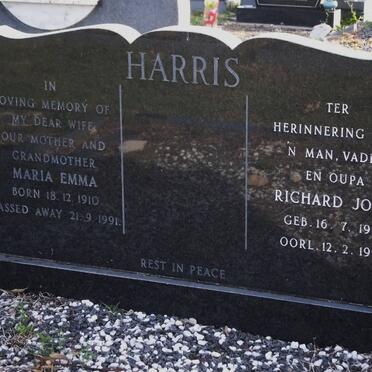 HARRIS Maria Emma 1910-1991 &amp; Richard John 1916-1993