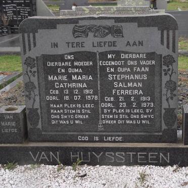 HUYSSTEEN Marie Maria Cathrina, van 1912-1978 &amp;  Stephanus Salman Ferreira 1913-1973