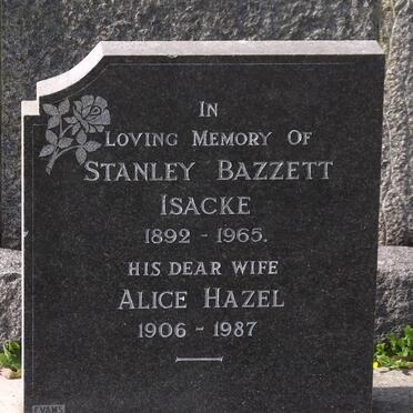ISACKE Stanley Bazzett 1892-1965 &amp; Alice Hazel 1906-1987