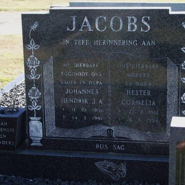 JACOBS Johannes Hendrik J.A. 1906-1981 &amp; Hester Cornelia 1912-1986