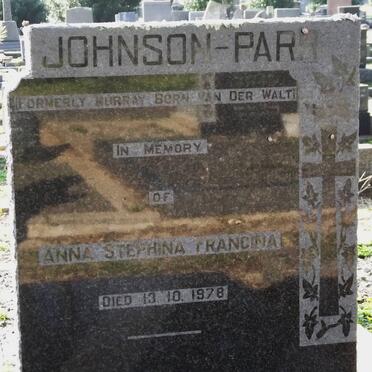 JOHNSON-PARR Anna Stephina Francina formerly MURRAY nee VAN DER WALT -1978