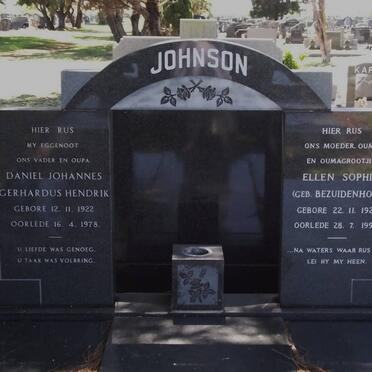 JOHNSON Daniel Johannes Gerhardus Hendrik 1922-1978 &amp; Ellen Sophia BEZUIDENHOUT 1927-1997