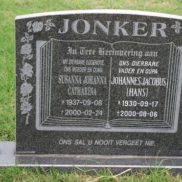 JONKER  Johannes Jacobus 1930-2000 &amp; Susanna Johanna Catharina 1937-2000