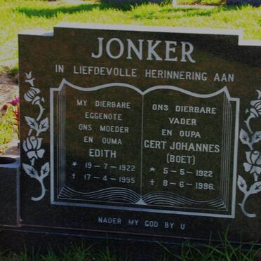 JONKER Gert Johannes 1922-1996 &amp; Edith 1922-1995