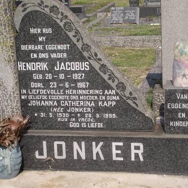 JONKER Hendrik Jacobus 1927-1967 &amp; Johanna Catherina formerly KAPP nee JONKER 1930-1999