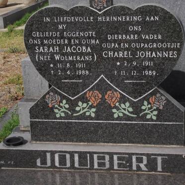 JOUBERT Charel Johannes 1911-1989 &amp; Sarah Jacoba WOLMERANS 1911-1988