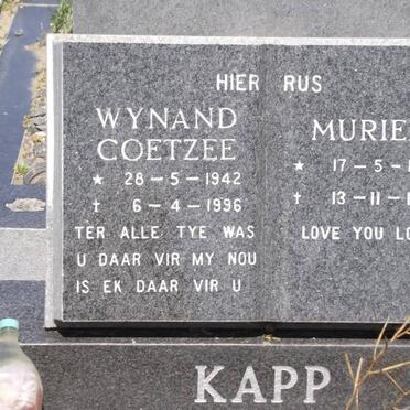 KAPP Wynand Coetzee 1942-1996 &amp; Muriel 1937-1999