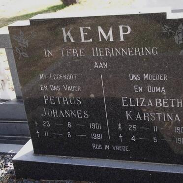 KEMP Petrus Johannes 1901-1981 &amp; Elizabeth Karstina 1904-1987