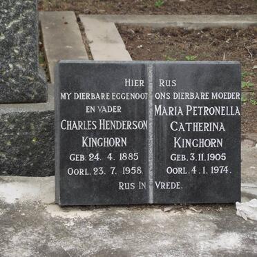 KINGHORN Charles Henderson 1885-1958 &amp; Maria Petronella Catherina 1905-1974