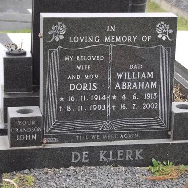 KLERK William Abraham, de 1913-2002 &amp; Doris 1914-1993