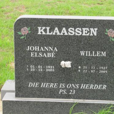 KLAASSEN Johanna Elsabé 1921-2003 &amp; Willem 1927-2005