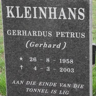 KLEINHANS Gerhardus Petrus 1958-2003