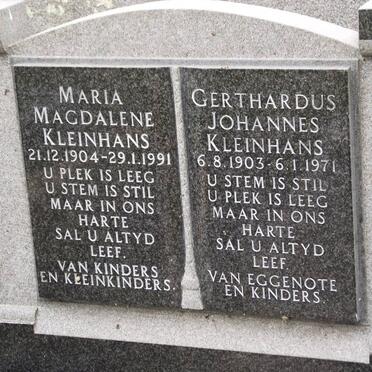 KLEINHANS Gerthardus Johannes 1903-1971 &amp; Maria Magdalene 1904-1991