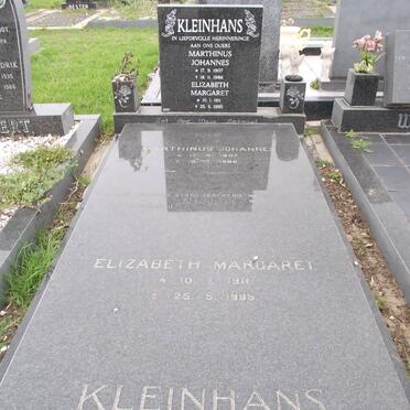KLEINHANS Marthinus Johannes 1907-1986 &amp; Elizabeth Margaret 1911-1995 