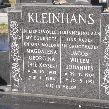 KLEINHANS Jacob Willem Johannes 1904-1991 &amp; Magdalena Georgina KEYSER 1905-1984
