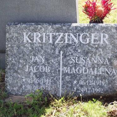 KRITZINGER Jan Jacob 1913-1978 &amp; Susanna Magdalena 1919-1992