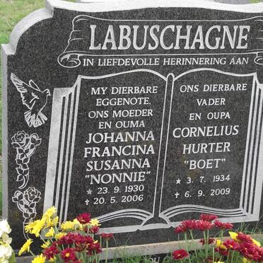 LABUSCHAGNE Johanna Francina Susanna 1930-2006 &amp; Cornelius Hurter 1934-2009