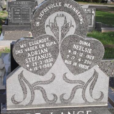 LANGE Adrian Stefanus, de 1930-1988 &amp; Cornelia 1929-2011