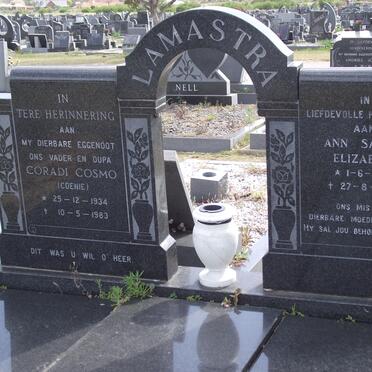 LAMASTRA Coradi Cosmo 1934-1983 &amp; Ann Sarah Elizabeth 1939-1993