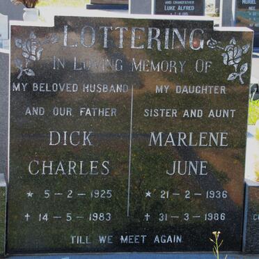 LOTTERING Dick Charles 1925-1983 &amp; Marlene June 1936-1986