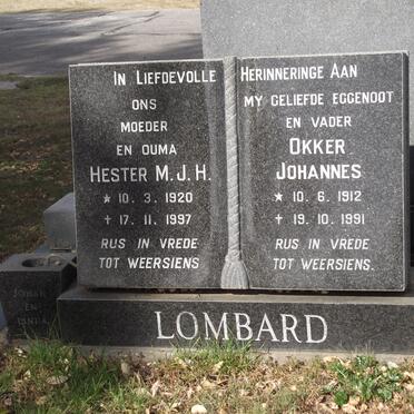 LOMBARD Okker Johannes 1912-1991 &amp; Hester M.J.H. 1920-1997