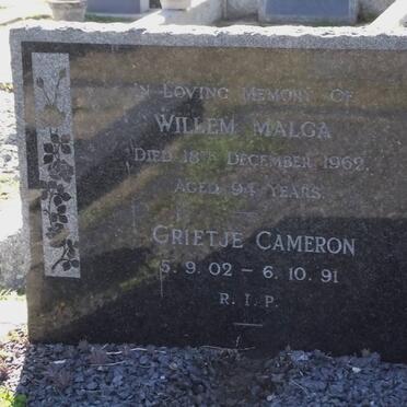 MALGA Willem -1962 :: CAMERON Grietje 1902-1991