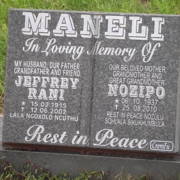 MANELI Jeffrey Rani 1915-2002 &amp; Nozipo 1937-2010