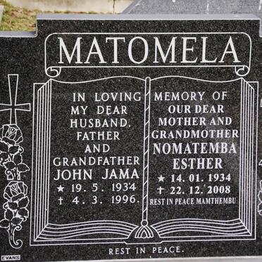 MATOMELA John Jama 1934-1996 &amp; Nomatemba Esther 1934-2008