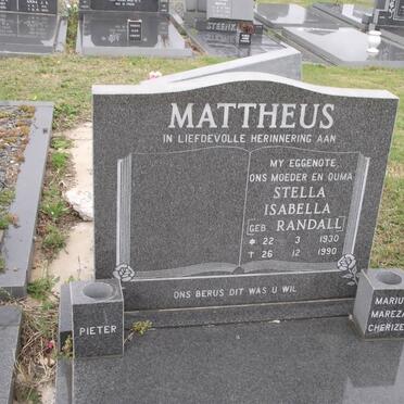 MATTHEUS Stella Isabella nee RANDALL 1930-1990