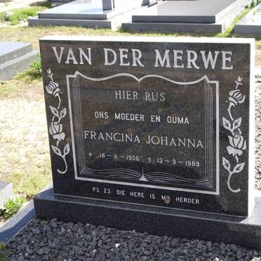MERWE Francina Johanna, van der 1906-1989