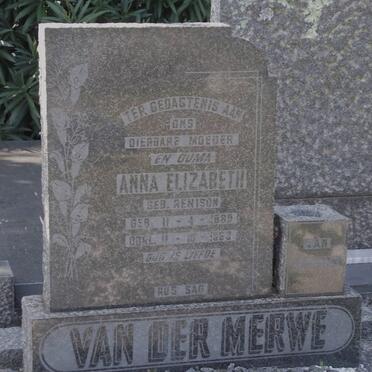 MERWE Anna Elizabeth, van der nee RENISON 1889-1963
