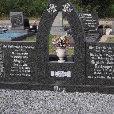 MEY Hendrik Johan Kritzinger 1925-1977 &amp; Abigael Cornelia 1926-2009