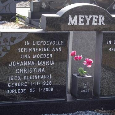 MEYER Hendrik Petrus 1925-1984 &amp; Johanna Maria Christina KLEINHANS 1928-2009