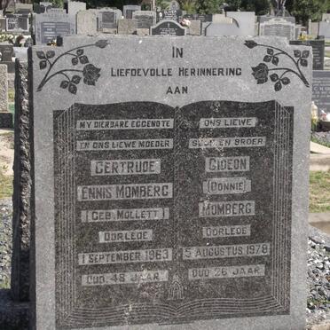 MOMBERG Gertrude Ennis nee MOLLETT -1963 :: MOMBERG Gideon 1952-1978