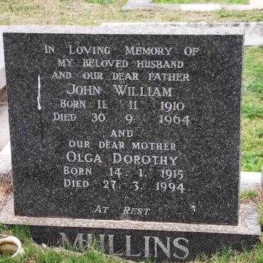 MULLINS John William 1910-1964 &amp; Olga Dorothy 1915-1994